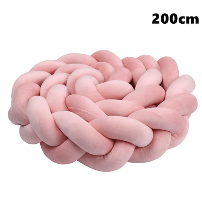  1M/2M/3M/4M Knot Braid Baby Bed Bumper Infant Cradle Protector Plush Pillow Cushion Crib Anti-collision Room Decor