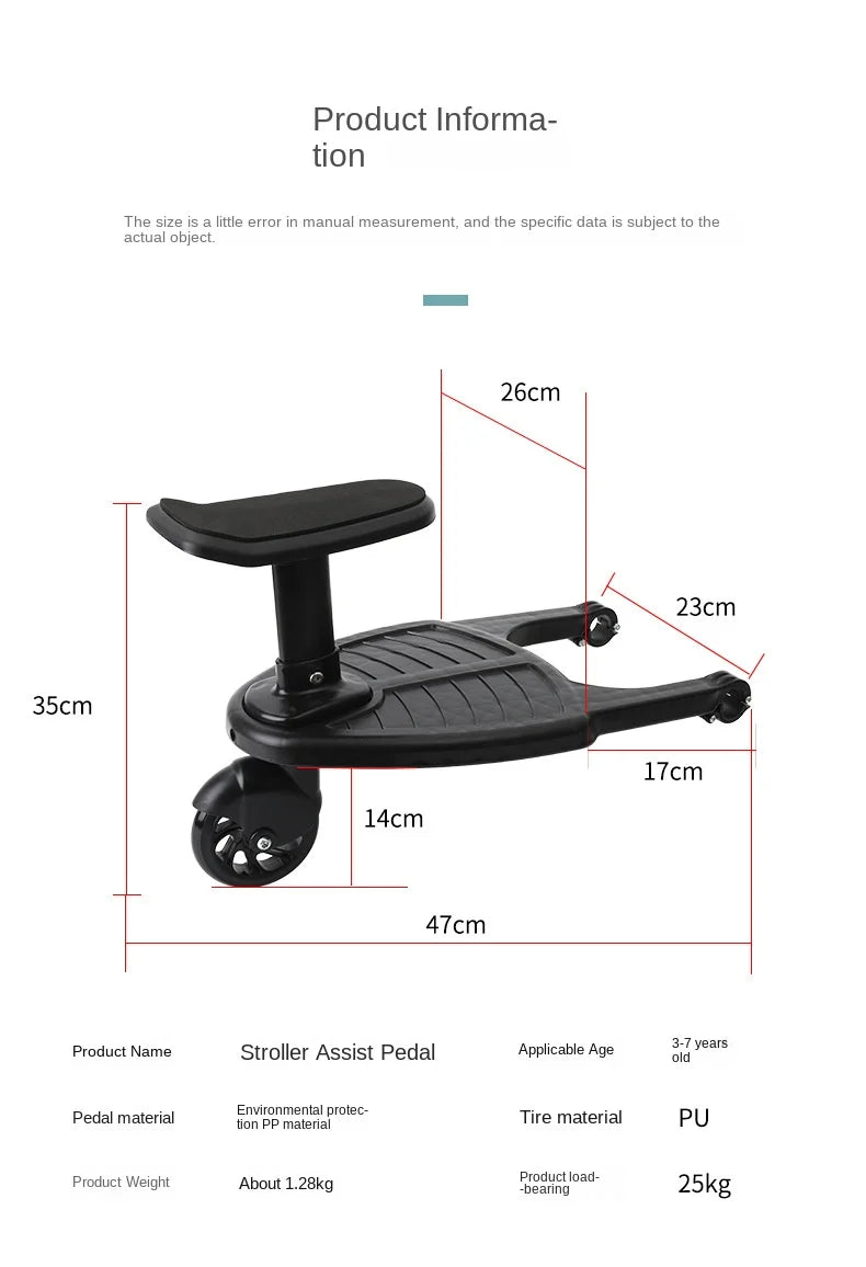 Universal Strollers Step Board Adapter with Seat Second Child Jogger Twins Scooter Baby Pram Hitchhiker Bumper