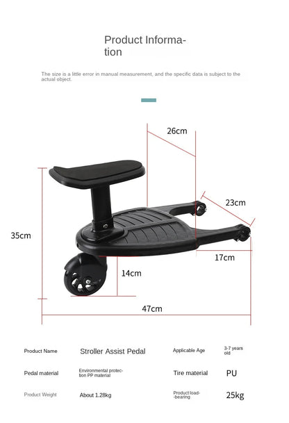 Universal Strollers Step Board Adapter with Seat Second Child Jogger Twins Scooter Baby Pram Hitchhiker Bumper