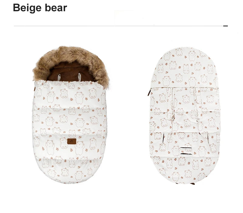 Stroller Footmuff Outdoor Winter Baby Warm In Pram Removable Thicker Windproof Fur Collar Baby Envelope Stroller Accessories