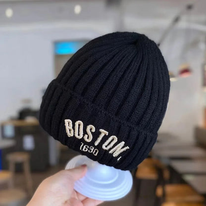 Winter Baby Hat Fashion Letter Pattern Knit Beanie Warm