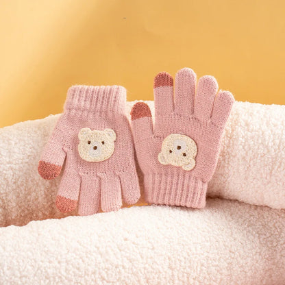 2-6 year old cartoon bear baby gloves with crochet hooks, 