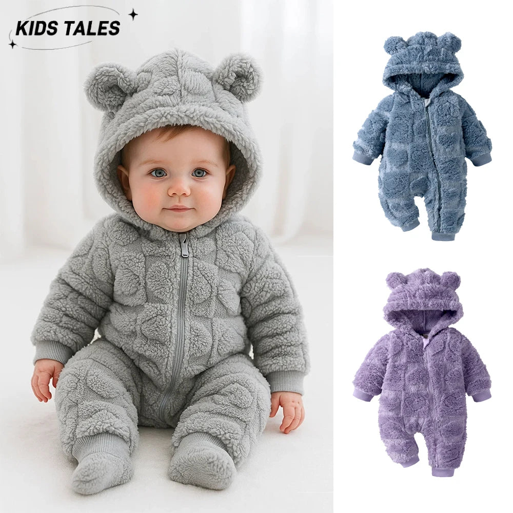 0-18Months Newborn Baby Romper Winter Thicken Flannel Warm Clothes Infant Boy Girl Oneies Pyjamas Heart-Shaped Hooded Jumpsuits by Baby Paradise