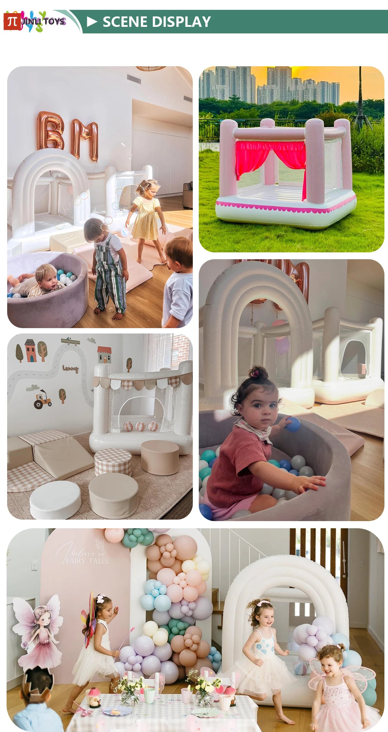 Rainbow Inflatable Castle Birthday Gift Suitable For Ages 1-6  Indoor/Outdoor Use European Stock, Ships 5-7 Days Christmas Gift