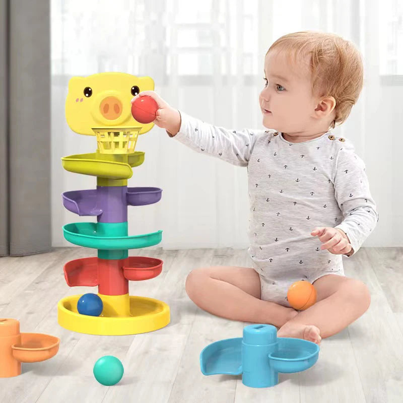 Baby Toy Ball Drop Toys for Toddler 1-3Y Rolling Ball Pile Tower Montessori Educational Stacking Games for Babies Sensory Toys by Baby Paradise