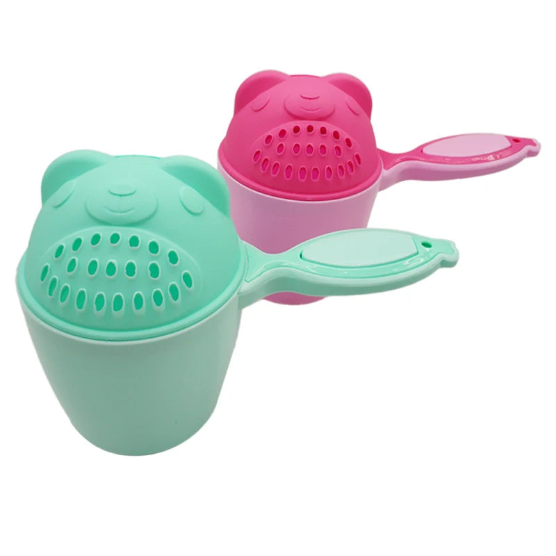 1PC Baby Cartoon Bear Bathing Cup Newborn Kid Shower Shampoo Cup Bailer Baby Kids Shower Water Spoon Bath Wash Cups for 3 Colors