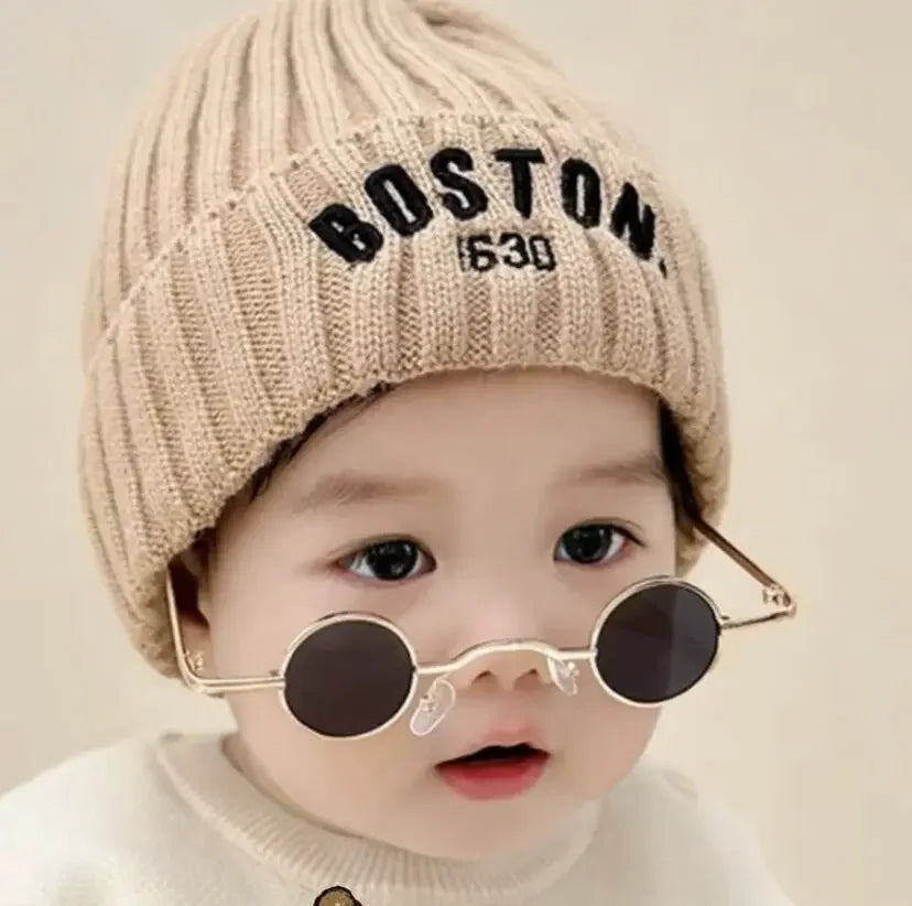 Winter Baby Hat Fashion Letter Pattern Knit Beanie Warm