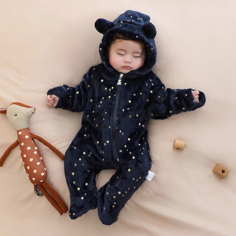 Soft Newborn Baby Clothes Flannel Autumn Winter Baby Boys Girls Jumpsuit Cartoon Newborn Bodysuit Warm Rompers for Babies 0-12M