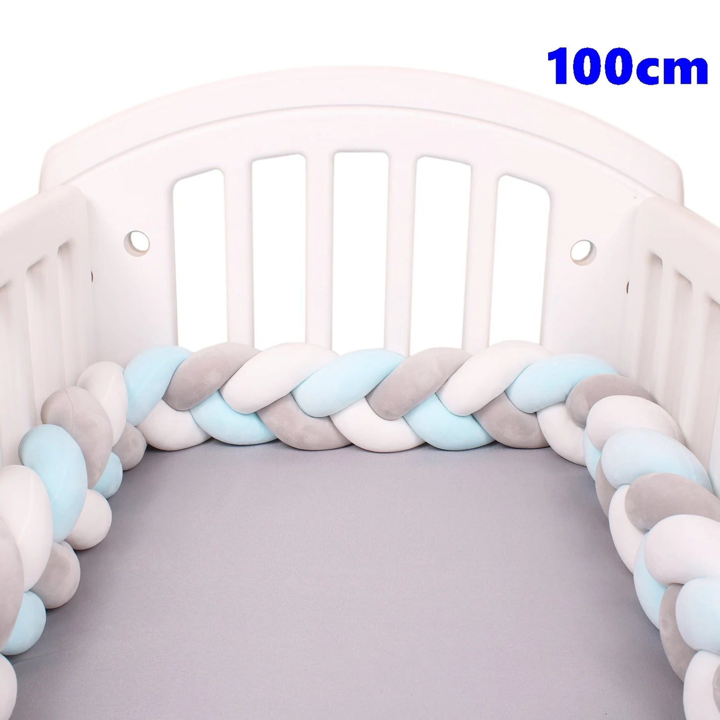  1M/2M/3M/4M Knot Braid Baby Bed Bumper Infant Cradle Protector Plush Pillow Cushion Crib Anti-collision Room Decor