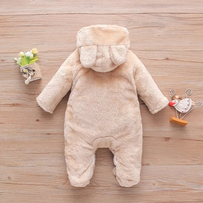 Autumn and Winter New Baby Plush Climbing Clothes Baby Warm and Thick Cartoon Dog Rabbit Cute Cotton Clothes for 0-2 Years