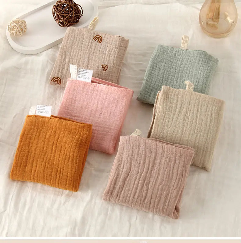 5Pcs Baby Cotton Washcloth Newborn Burp Cloth Square Towels 6-Layer Pure Cotton Soft Absorbent Gauze Cotton Baby Towels