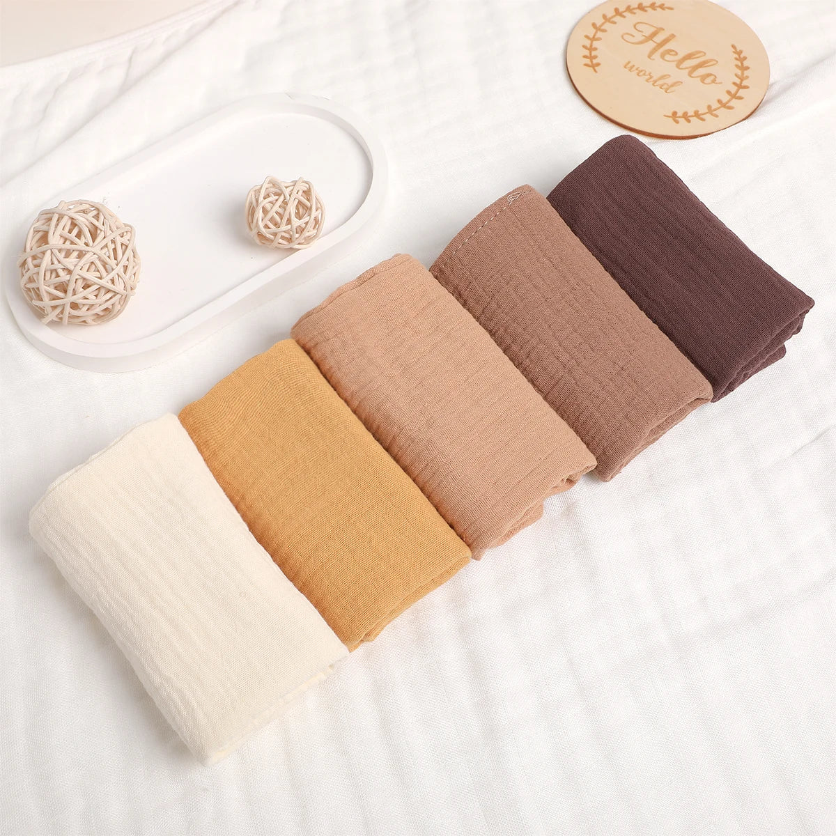 5Pcs Baby Cotton Washcloth Newborn Burp Cloth Square Towels 6-Layer Pure Cotton Soft Absorbent Gauze Cotton Baby Towels