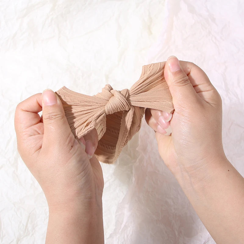 3Pcs Solid Color Baby Headband Bow Children Hair Band Elastic Nylon Newborn Headbands Soft Turban Headwrap Kid Hair Accessories