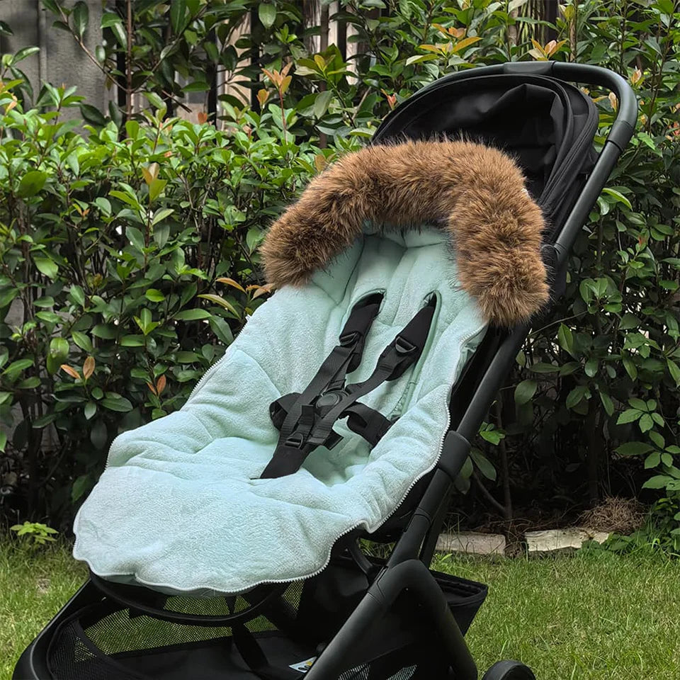Stroller Footmuff Outdoor Winter Baby Warm In Pram Removable Thicker Windproof Fur Collar Baby Envelope Stroller Accessories