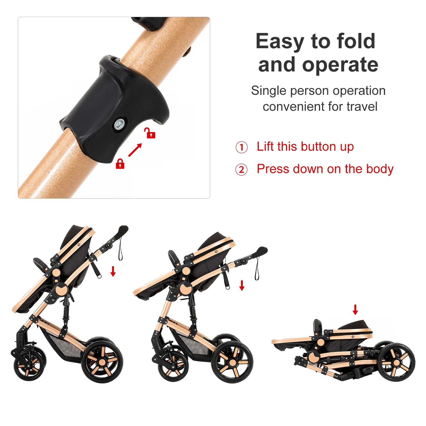 3-in-1 Baby Stroller Baby High Landscape Lightweight