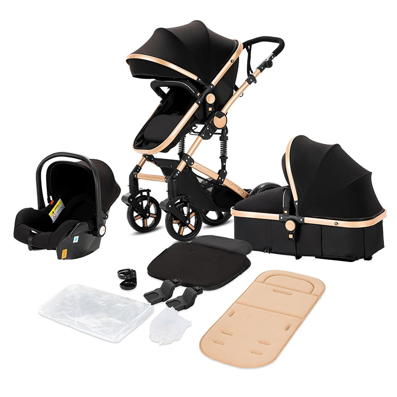 Your All-in-One Travel Solution: 3-in-1 Lightweight Stroller & Pram for All Terrains, Suitable from Birth with Easy Compact Fold by Baby Paradise