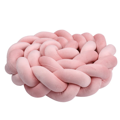  1M/2M/3M/4M Knot Braid Baby Bed Bumper Infant Cradle Protector Plush Pillow Cushion Crib Anti-collision Room Decor