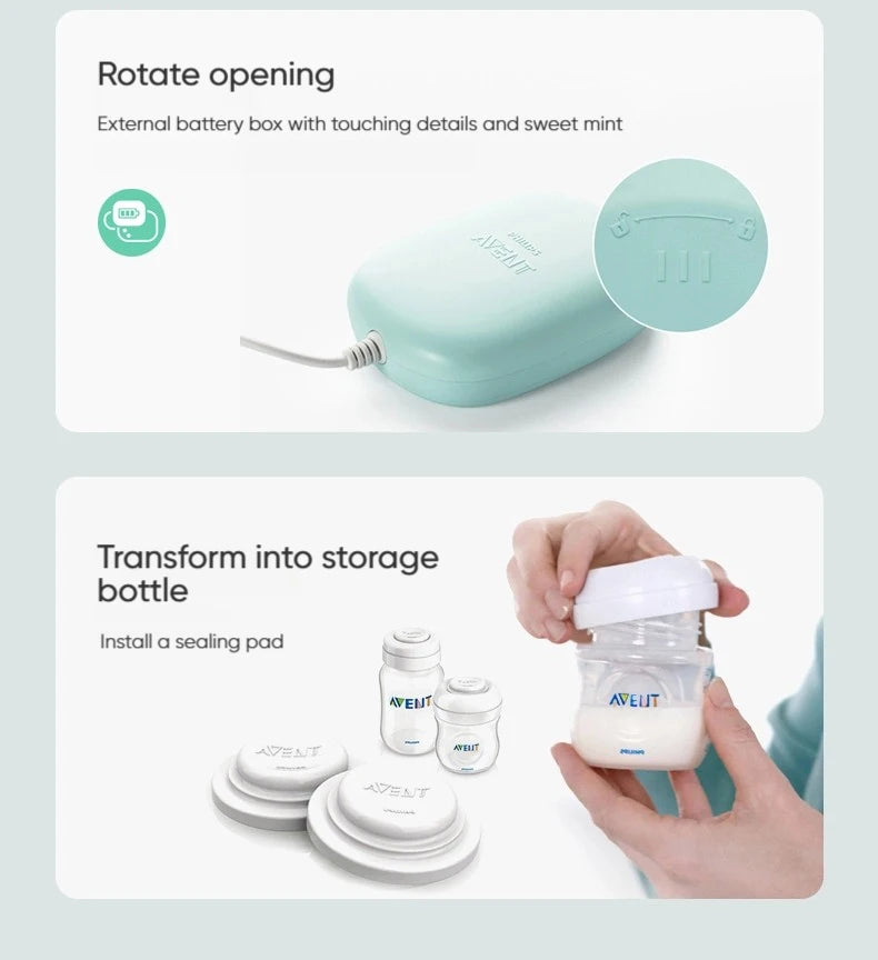 PHILIPS AVENT Portable Single Electric Breast Pump with Smart Massage & Petal Stimulation – Mimics Baby’s Natural Sucking by Baby Paradise