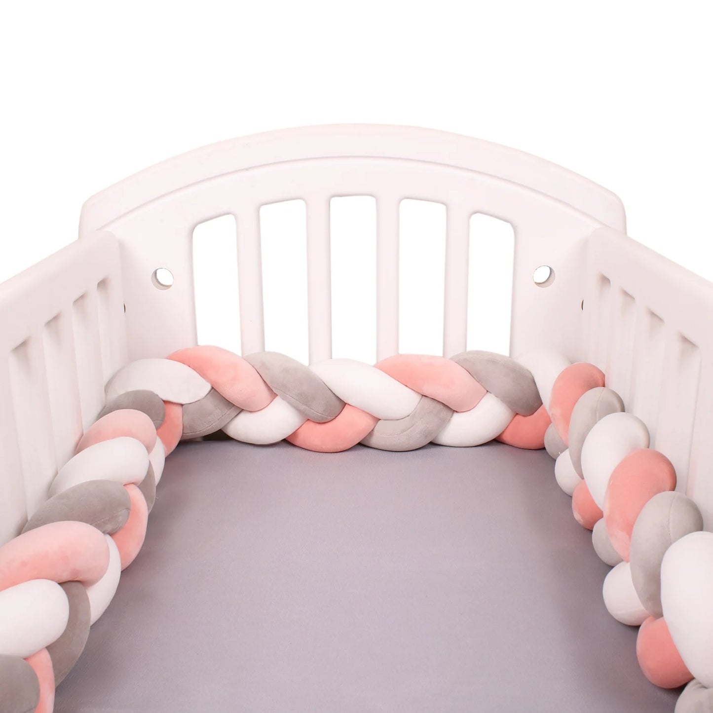  1M/2M/3M/4M Knot Braid Baby Bed Bumper Infant Cradle Protector Plush Pillow Cushion Crib Anti-collision Room Decor