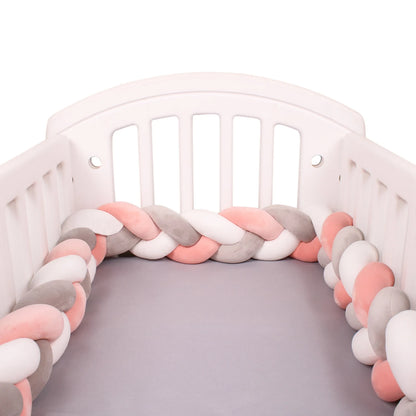  1M/2M/3M/4M Knot Braid Baby Bed Bumper Infant Cradle Protector Plush Pillow Cushion Crib Anti-collision Room Decor