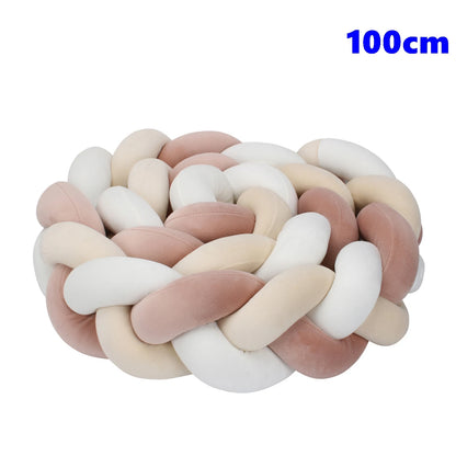  1M/2M/3M/4M Knot Braid Baby Bed Bumper Infant Cradle Protector Plush Pillow Cushion Crib Anti-collision Room Decor