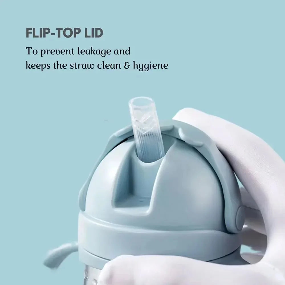 250 ml straw cup Cute cartoon bottle Baby water bottle Children's bottle Animal print training cup Boys and girls Inverted water