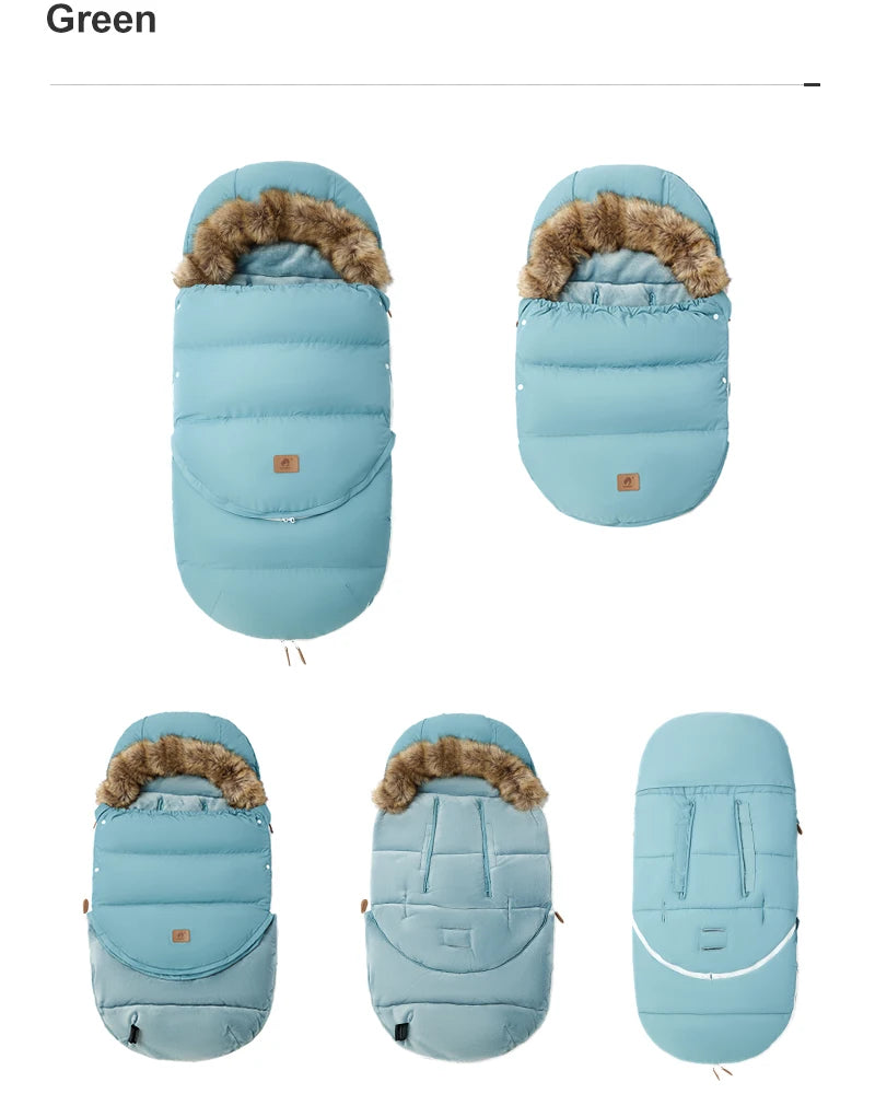 Winter Windproof Fur Collar Removable 2 Styles Footmuff 0-36 Months For Cart  Newborn