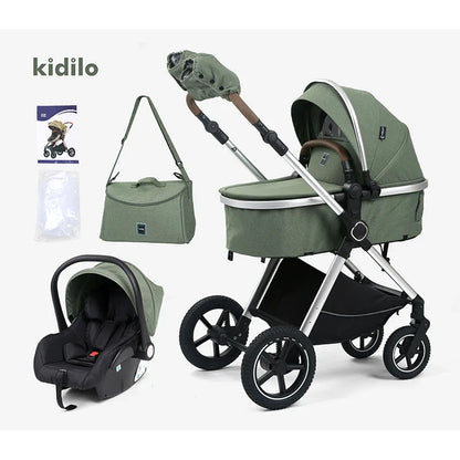 Three-in-One High-View Child Stroller with Car Seat.
