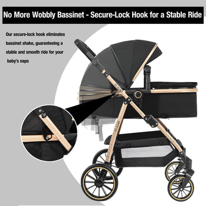 3 in 1 Baby Stroller Prams Lightweight Stroller Compact Foldable Stroller Newborn Stroller Travel System Pushchair Baby Buggy