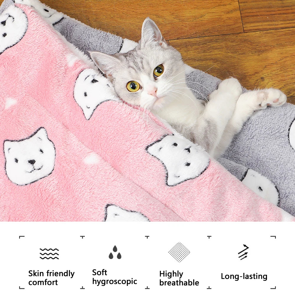 Cute Small Dog Mat Double-sided Use Winter Warm Medium Cat Sofa Blanket Skin-friendly Puppy Bed Cushion Pet Bed Accessories by Baby Paradise
