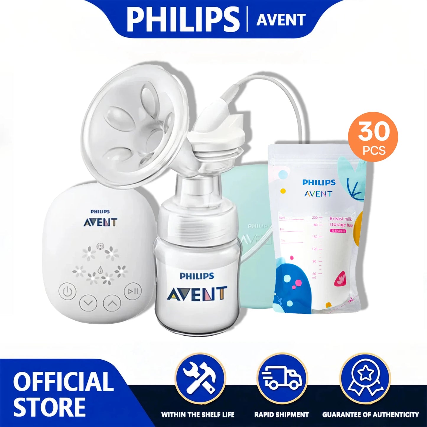 PHILIPS AVENT Portable Single Electric Breast Pump with Smart Massage & Petal Stimulation – Mimics Baby’s Natural Sucking