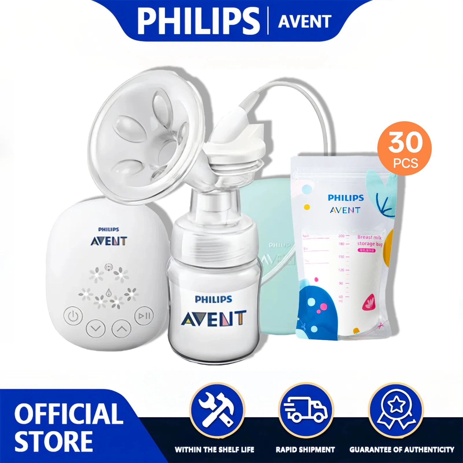 PHILIPS AVENT Portable Single Electric Breast Pump with Smart Massage & Petal Stimulation – Mimics Baby’s Natural Sucking by Baby Paradise