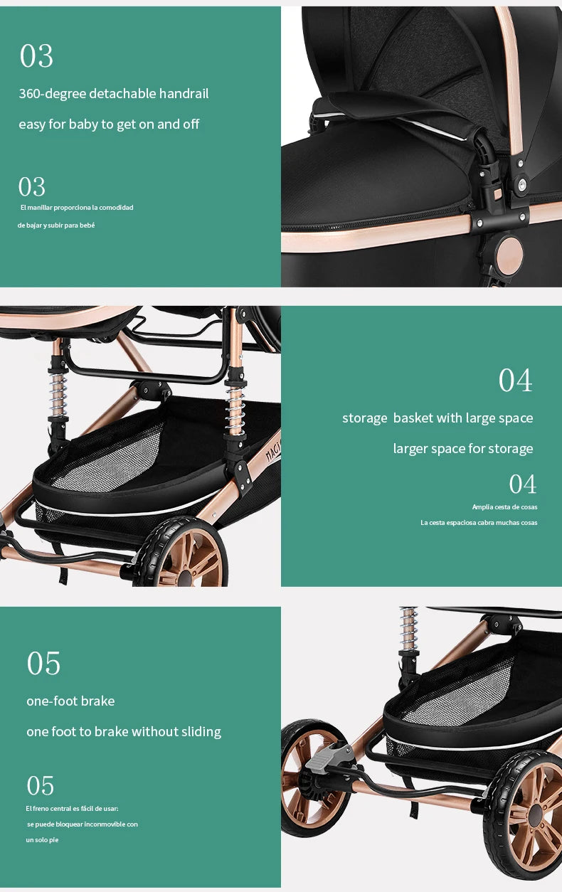 Your All-in-One Travel Solution: 3-in-1 Lightweight Stroller & Pram for All Terrains, Suitable from Birth with Easy Compact Fold by Baby Paradise