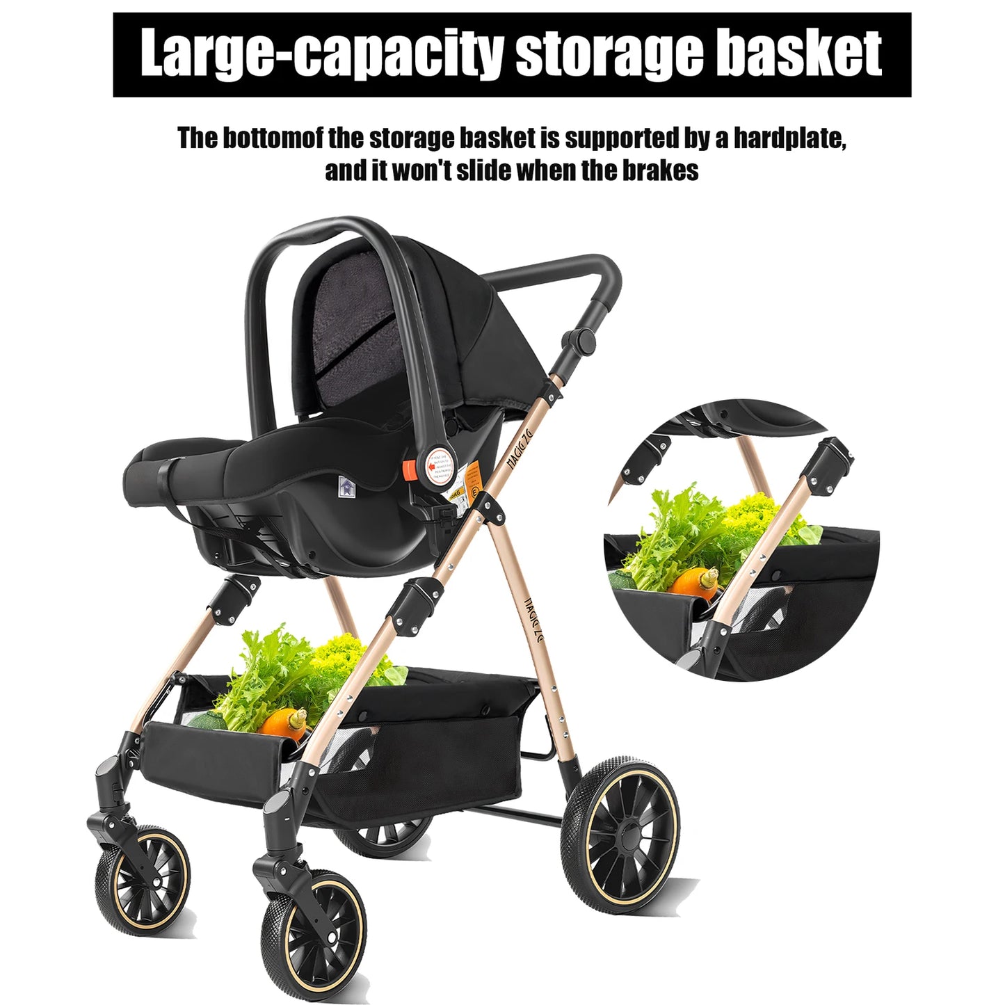3 in 1 Baby Stroller Prams Lightweight Stroller Compact Foldable Stroller Newborn Stroller Travel System Pushchair Baby Buggy