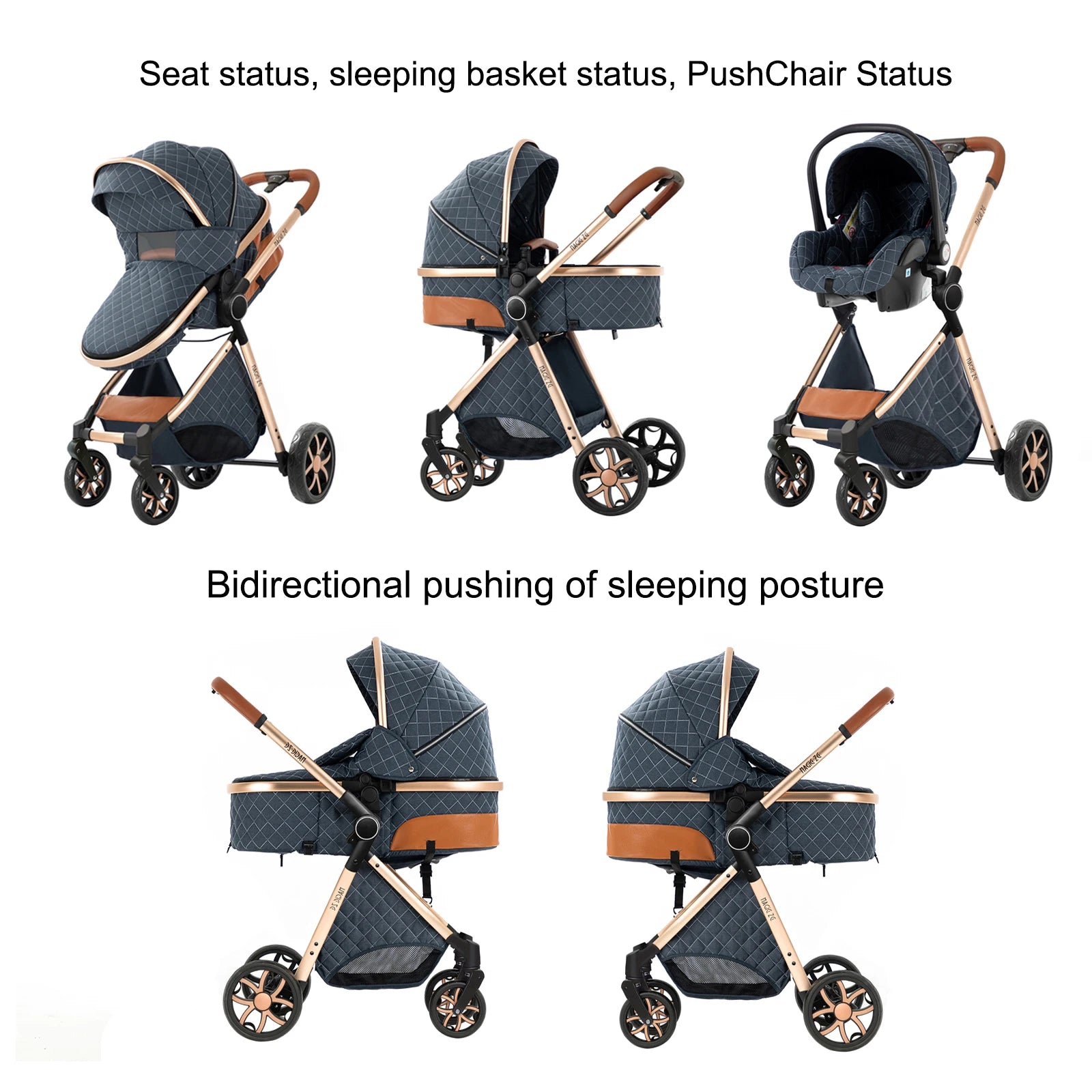 Your All-in-One Travel Solution: 3-in-1 Lightweight Stroller & Pram for All Terrains, Suitable from Birth with Easy Compact Fold by Baby Paradise