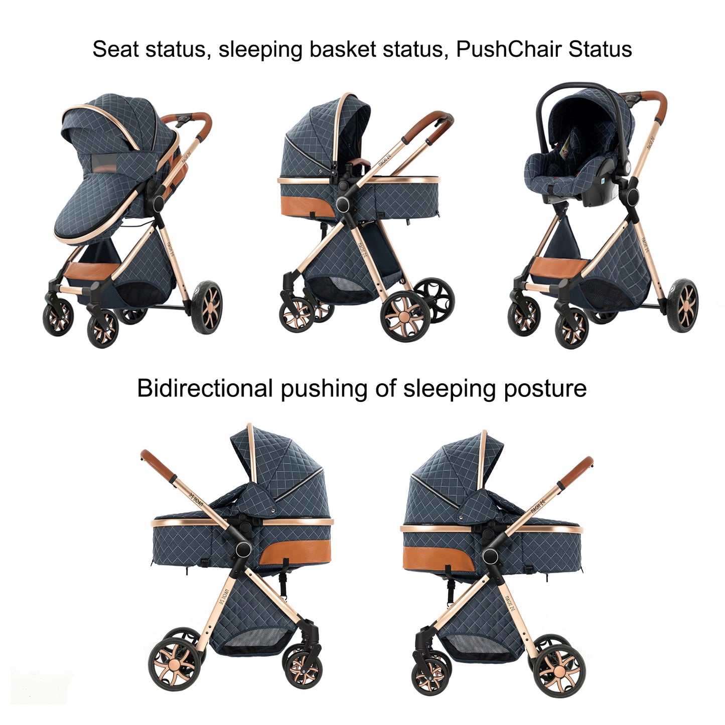 3-in-1 Baby Stroller Baby High Landscape Lightweight