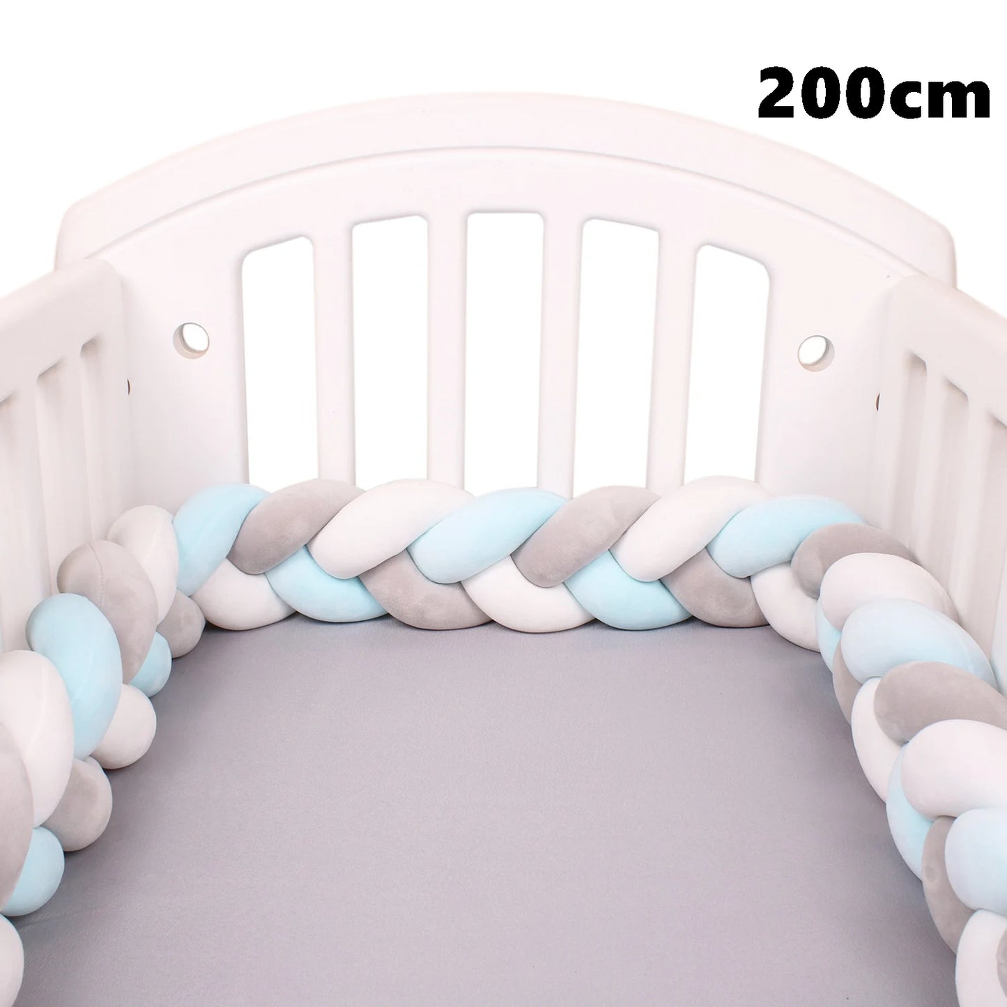  1M/2M/3M/4M Knot Braid Baby Bed Bumper Infant Cradle Protector Plush Pillow Cushion Crib Anti-collision Room Decor