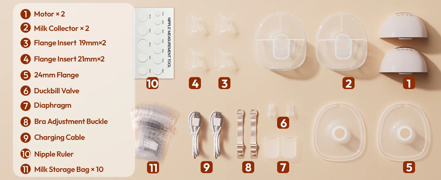 NCVI Electric Breast Pump,Wearable for Breastfeeding,Hands-Free, 4 Modes 9 Levels, 3 Flange Sizes(19/21/24mm), Smart Display