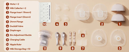 NCVI Electric Breast Pump,Wearable for Breastfeeding,Hands-Free, 4 Modes 9 Levels, 3 Flange Sizes(19/21/24mm), Smart Display