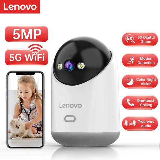 Lenovo 5MP WiFi Camera Smart Home Indoor IP Camera Full Color Night Auto Tracking Security CCTV Surveillance Baby Monitor