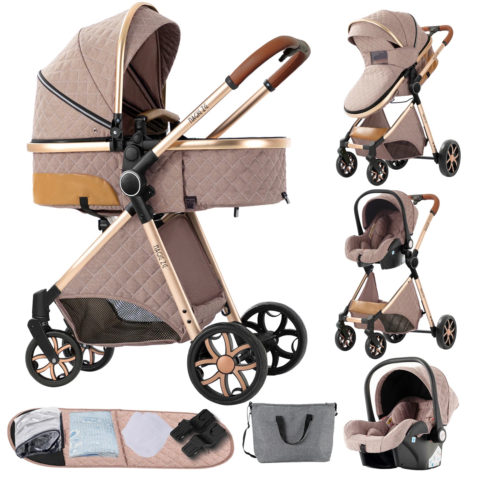 Your All-in-One Travel Solution: 3-in-1 Lightweight Stroller & Pram for All Terrains, Suitable from Birth with Easy Compact Fold by Baby Paradise