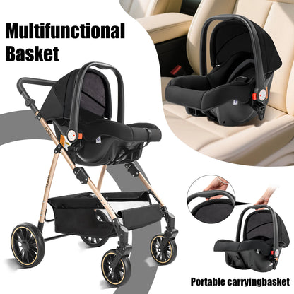 3 in 1 Baby Stroller Prams Lightweight Stroller Compact Foldable Stroller Newborn Stroller Travel System Pushchair Baby Buggy