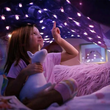 Dream Tent with light show for Kids Bed with Storage Pocket Foldable Kids Tent on Bed Mosquito Net Tent by Baby Paradise