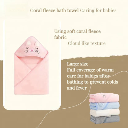 Hot Selling New Animal Hooded Baby Bath Towel Soft Cap Warm And Fast Absorbent Coral Velvet Bathrobe For Boys And Girls