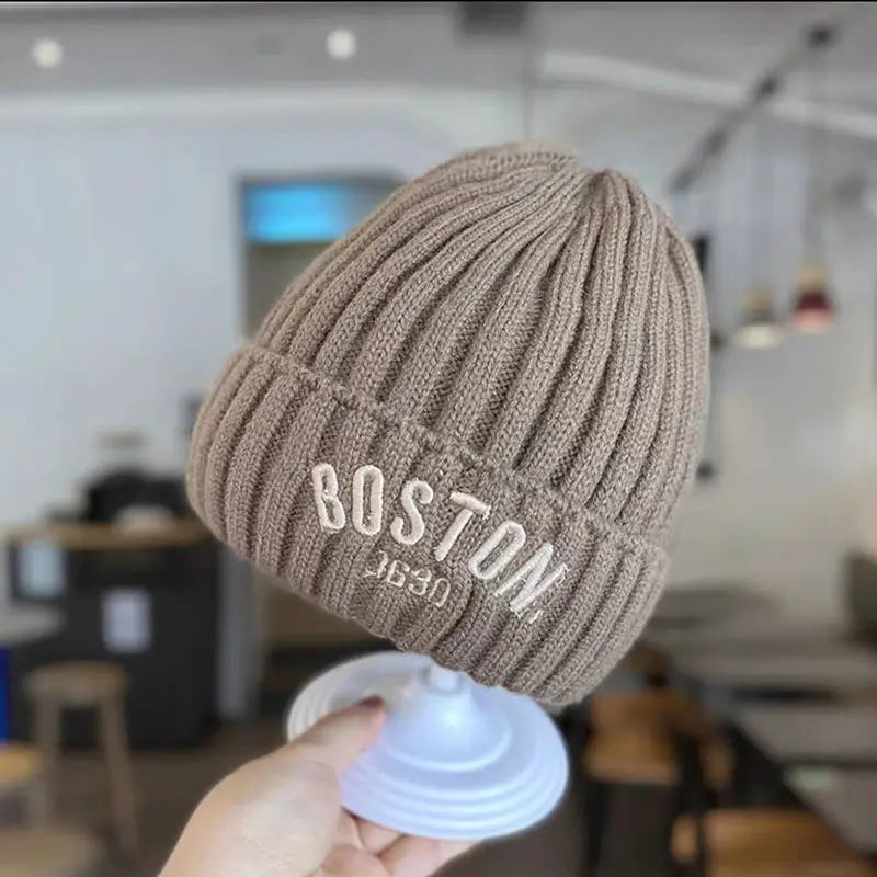 Winter Baby Hat Fashion Letter Pattern Knit Beanie Warm Cap