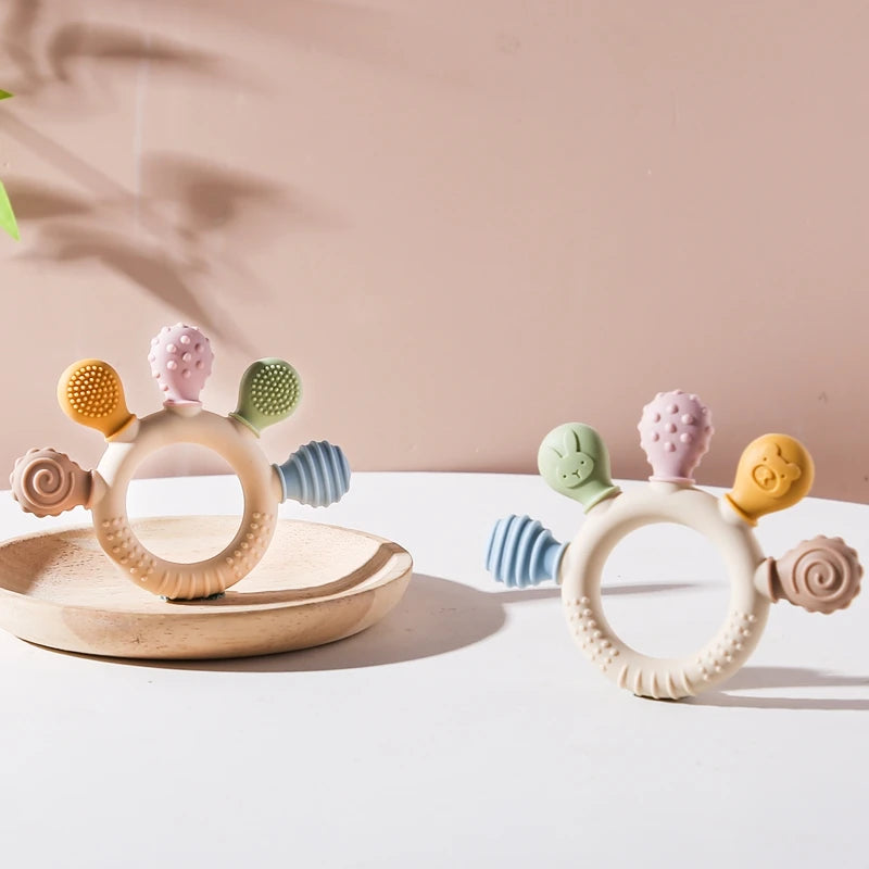 1pc Silicone Teether Baby 0 12 Months Teething Toys 