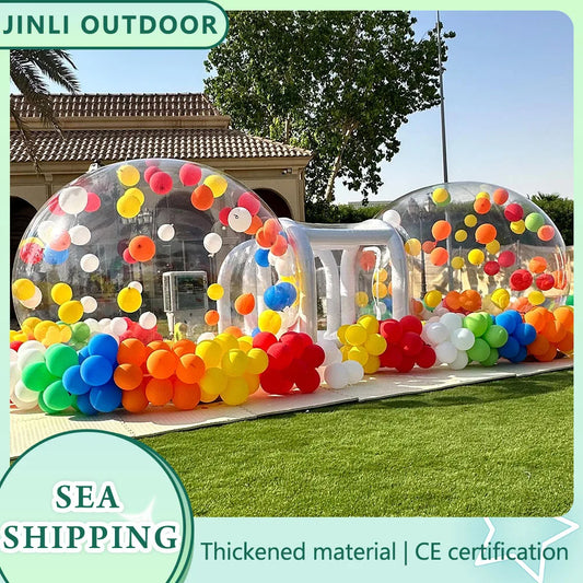Inflatable Double Bubble House with Blower Transparent PVC Kids Play Tent Outdoor Dome for Birthday Party Trampoline & Gifts