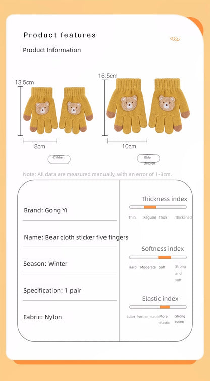 2-6 year old cartoon bear baby gloves with crochet hooks, 