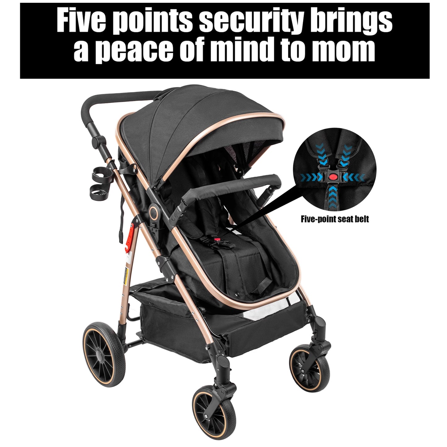 3 in 1 Baby Stroller Prams Lightweight Stroller Compact Foldable Stroller Newborn Stroller Travel System Pushchair Baby Buggy