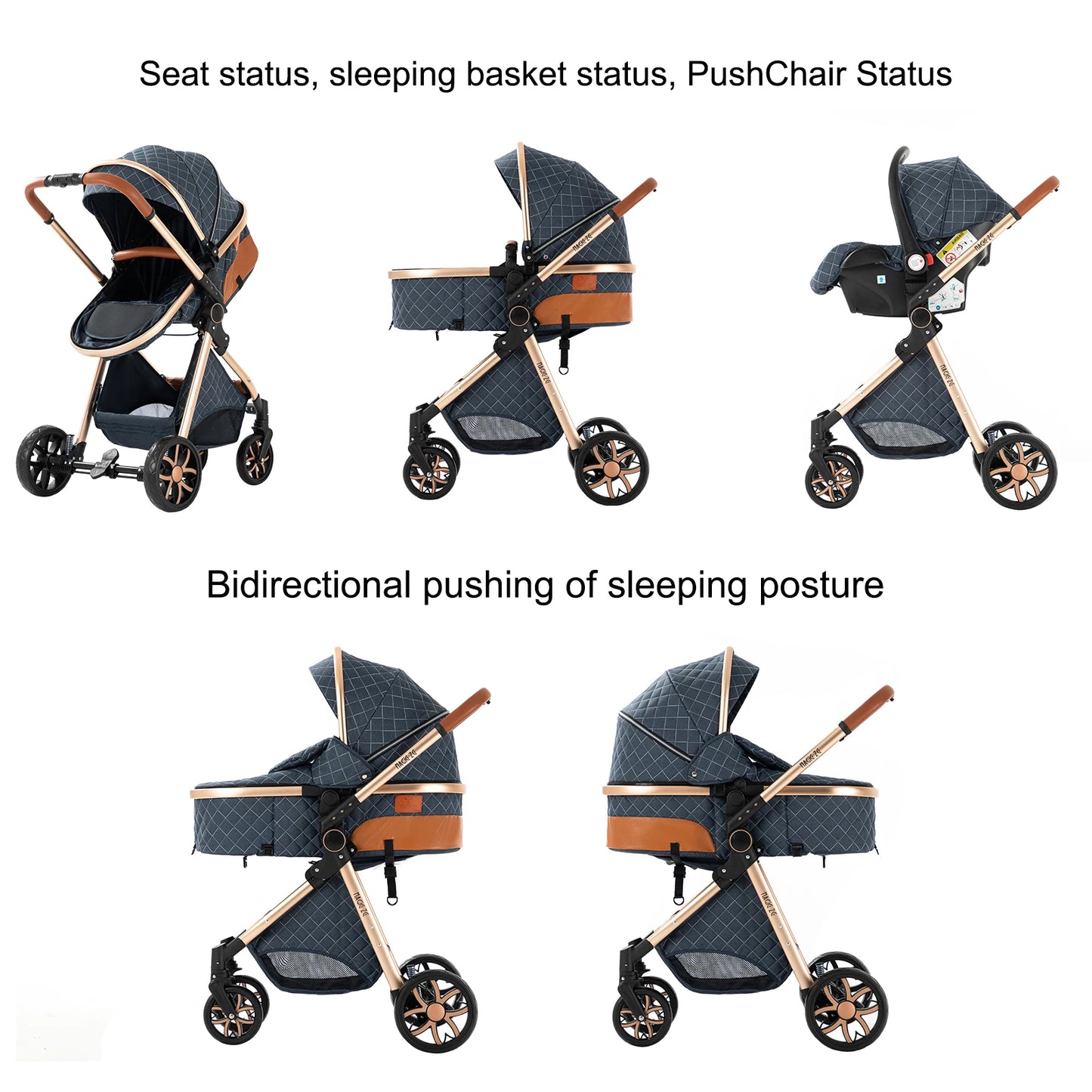 Baby Stroller 3 in 1 Newborn Baby Carriage Lightweight Newbaby Car Travel Pram For Newborn Baby High Landscape Stroller Baby